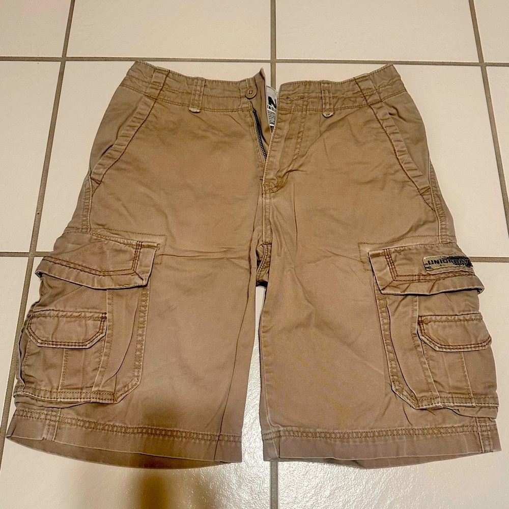 VINTAGE Y2K UNION BAY PALM MEN’S CARGO SHORTS SZ 29 KHAKHI BEIGE VELCRO POCKETS